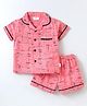 Mom's pet Cotton Woven Half Sleeves Abstract Printed Coordinating Shirt & Shorts Set  - Peach