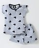 Mom's pet Cotton Woven Cap Sleeves Hearts Printed Coordinating Tee & Shorts Set  - Grey