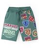Pine Kids Marvel Cotton Knit Knee Length Shorts with Avengers Graphics - Green