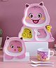 Elecart Bamboo Fiber Feeding 5 Piece Dinner Set Animal Print - Pink Baby Dragon
