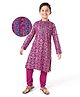EARTHY TOUCH Premium Cotton Knit Full Sleeves All Over Foil Printed Kurta Pyjama Set - Purple