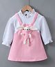 Kookie Kids Full Sleeves Frock  With Teddy Applique - Pink