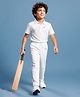 Pine Active Half Sleeves T-Shirt & Track Pant Cricket Jersey Set - White
