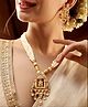 Mansiyaorange Matte Gold Mansiyaorange Matte Gold Temple Theme Lord Ganesha Chain Pendant With Earrings Design Kempu Stone Necklace Short Jewellery Sets