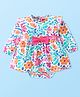 Babyhug 100 % Cotton Knit Full Sleeves Frock Style Onesie Floral Print With Bow Applique-Multicolor