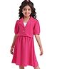 Hola Bonita Textured Fabric Dress with Half Sleeves Jacket - Pink