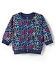 Doodle Poodle 100% Cotton Light Weight Looper Knit Full Sleeves Sweatjacket With Dino Print - Navy Blue
