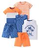 Babyhug Cotton Knit Half Sleeves T-Shirt & Shorts Set With Beach Theme Pack Of 6 - Multicolor