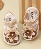Yellow Bee Elegant Floral Detailed Sandals - Beige & Brown