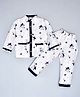 Kiwi 100% Cotton Woven Full Sleeves Hippo Printed Coordinating Night Suit Set  - White