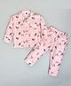 Kiwi 100% Cotton Woven Full Sleeves Spacecraft Printed Coordinating Night Suit Set - Pink