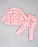 Kiwi 100% Cotton Woven Full Sleeves Honey Bee  Printed Coordinating Night Suit Set - Pink