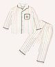 Kiwi 100% Cotton Full Sleeves Striped Printed Night Suit Set - White
