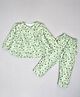 Kiwi 100% Cotton Woven Full Sleeves Floral Printed Coordinating Night Suit Set - Green