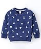 Taeko Looper Knit Full-Sleeves T-Shirts Numeric Print -  Navy Blue