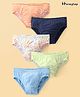 Honeyhap Premium Cotton Elastane Single Jersey Printed Briefs with Bio Finish Pack of 5 - Multicolour