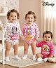 Babyhug Disney Interlock Knit Full Sleeves Onesies With Minnie Mouse & Friends Graphics Pack of 3 -Pink & White