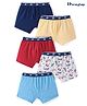 Honeyhap Premium Cotton Elastane Single Jersey Striped & Solid Colour Bio Finished Trunks Pack Of 5 - Multicolour