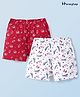Honeyhap Premium 100% Cotton Single Jersey Knit Boxers with Sports Theme Print Pack of 2 - Bright White & Savy Red