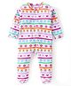 Babyhug Cotton Knit Full Sleeves Footed Sleep Suit with Floral Print - White
