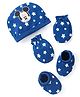 Babyhug Disney  Caps Mittens & Booties Set With Mickey Mouse Graphic - Blue