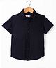 Kookie Kids Cotton Woven Half Sleeves Solid Color Shirt - Black
