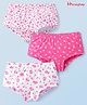 Honeyhap Premium Cotton Elastane Single Jersey Bio Finish Hipsters With Floral Print Pack of 3 - Pink & White