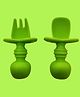 Zikku Baby Feeding Spoons & Forks Set, Easy Grip Silicone, Anti-Choke Design, Gum Friendly, BPA Free - Green