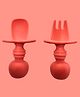 Zikku Baby Feeding Spoons & Forks Set, Easy Grip Silicone, Anti-Choke Design, Gum Friendly, BPA Free - Pink