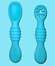Zikku First Stage Self-Feeding Training Spoons, BPA Free, Gum Friendly 6M+, Led Weaning Silicone Spoons, Set of 2 - Blue