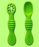 Zikku First Stage Self-Feeding Training Spoons, BPA Free, Gum Friendly 6M+, Led Weaning Silicone Spoons, Set of 2- Green