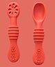 Zikku First Stage Self-Feeding Training Spoons, BPA Free, Gum Friendly 6M+, Led Weaning Silicone Spoons, Set of 2- Pink