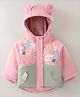 Kookie Kids Full Sleeves Printed Hooded Winter Jacket - Pink