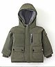 Kookie Kids Full Sleeves Hooded Solid Sweatjacket- Green