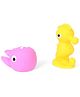 Giggles Aqua Animal Squeakers Bath Toys Pack Of 2 Pink & Yellow - 9 cm