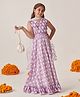 Pspeaches Cotton Sleeveless Floral Printed  Lehenga Choli With Dupatta - Purple