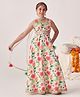 Pspeaches Silk Blend Sleeveless Floral Printed  Lehenga Choli With Dupatta - Multi