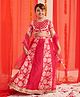 Pspeaches Silk Blend Half Sleeves Floral  Printed  Lehenga Choli With Dupatta - Magenta