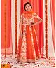 Pspeaches Silk Blend Half Sleeves Floral Printed Lehenga Choli With Dupatta -  Orange