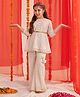Pspeaches Georgette Three Fourth Sleeves  Paisley Detailed Regular Kurta With Sharara - White
