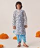 Pspeaches Full Sleeves Floral Printed Kurta With Dhoti - Blue