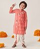 Pspeaches Full Sleeves Ethnic Motif Printed Kurta With Dhoti - Peach