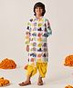 Pspeaches Full Sleeves Elephants Printed Kurta With Dhoti - Multi Colour