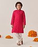 Pspeaches Full Sleeves Paisley Embroidered Kurta With Pyjama - Magenta