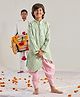 Pspeaches Full Sleeves Floral Embroidered & Sequins Embellished Kurta With Dhoti - Green