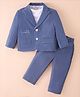 Kookie Kids Full Sleeves Solid Color T-Shirt & Trouser Set with Blazer - Blue