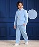 Kookie Kids Full Sleeves Solid Colour  3 Piece Party Suit with Bow - Blue