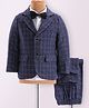 Kookie Kids Full Sleeves Checkered 3 Piece Party Suit with Bow -  Blue