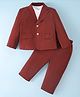 Kookie Kids Full Sleeves Solid Color T-Shirt & Trouser Set with Blazer - Maroon