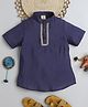 Aww Hunnie Half Sleeves Lace Detailed Short Kurta - Blue